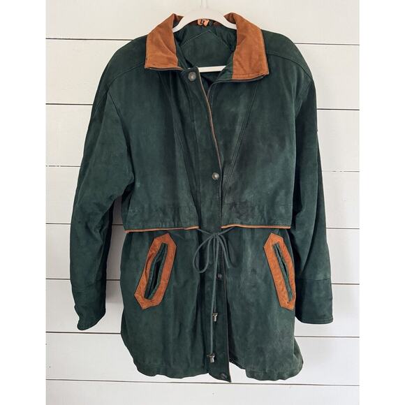Gitano Genuine Suede Vintage 80s 90s Leather Long Trench Coat Size 2XL - Picture 1 of 6
